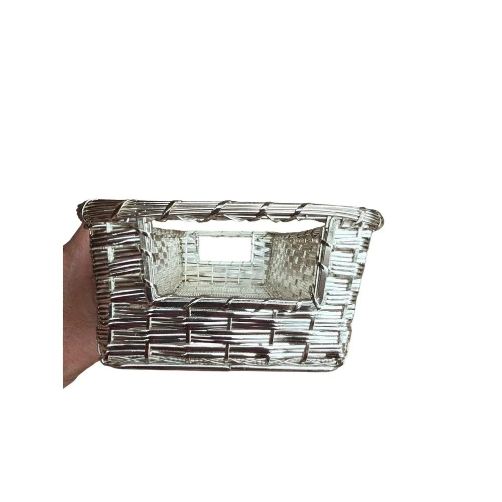 White Barn Candle Co Storage Basket Unisex OS Silver Woven Metal